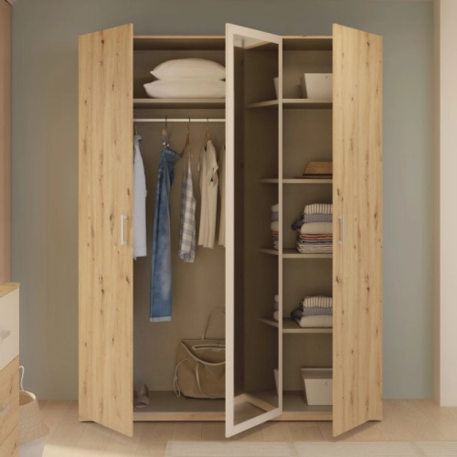 Szafa z lustrem 170 cm Dąb Artisan/Piaskowy